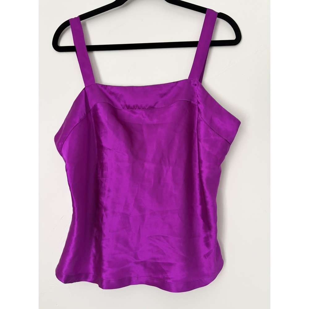 Vintage Victoria's Secret 100% Silk Camisole Magenta Square Neck Top Size L